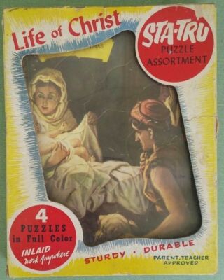 Life of Christ Puzzles Set of 4 in Box Providence Lithograph Mid-Century