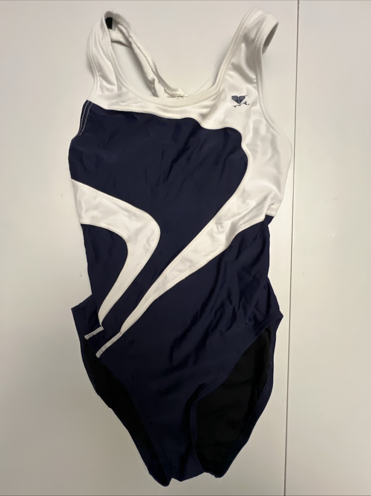 TYR Swimsuit Women’s 32 blue White Cutout Back One Piece Performance-image