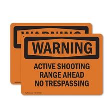 (2 Pack) Active Shooting Range Ahead No Trespassing OSHA Warning Sign Decal