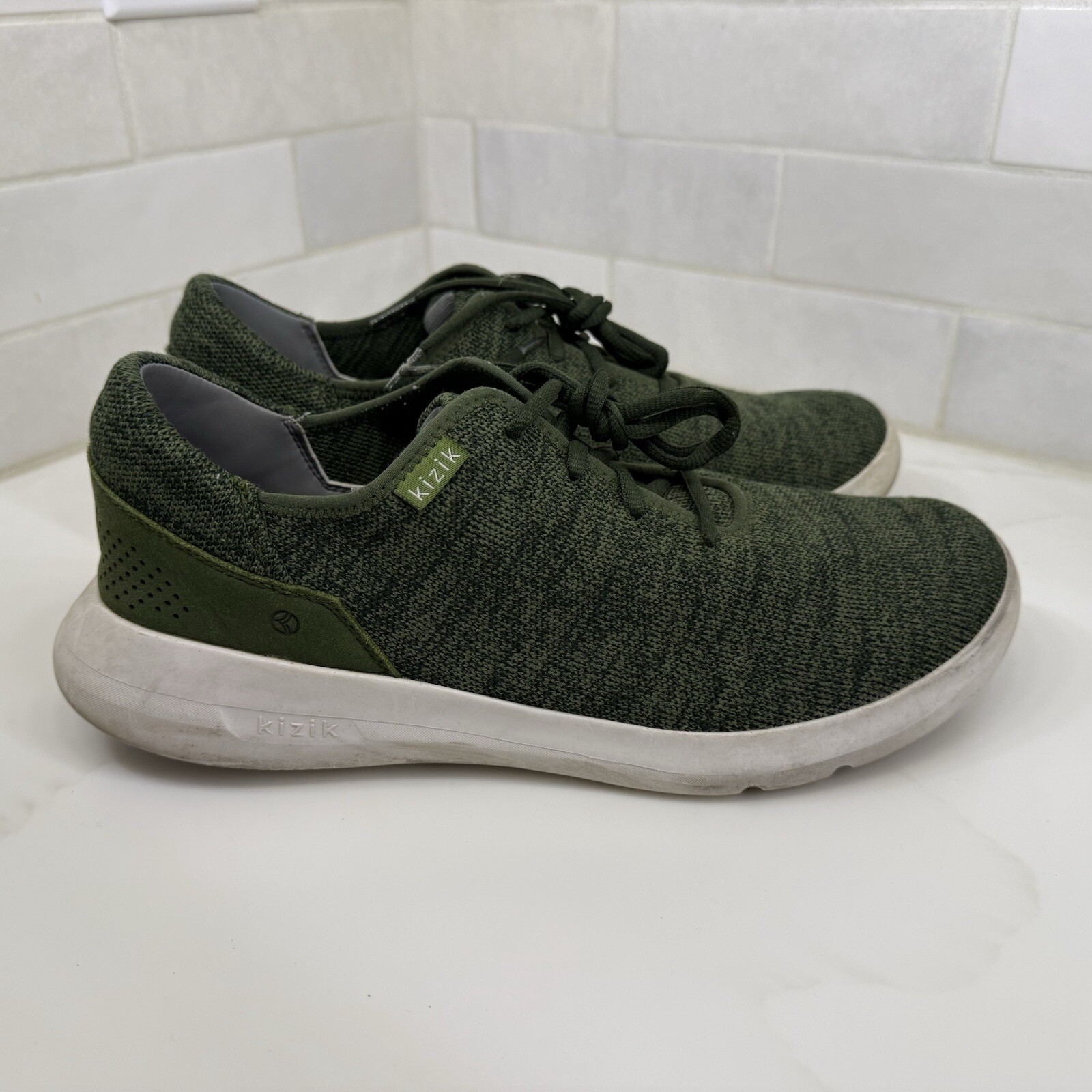 SAOLA Scarpe Kizik Madrid Eco Knit Uomo Taglia 10 5W Verde Oliva Sneakers Mani Libere