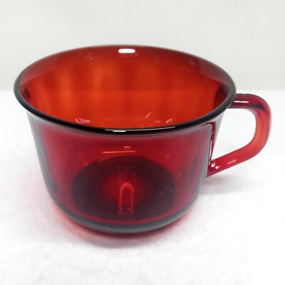 Vintage MCM Ruby Red Arcoroc Glass Classique Coffee Tea Punch Cup Mug France