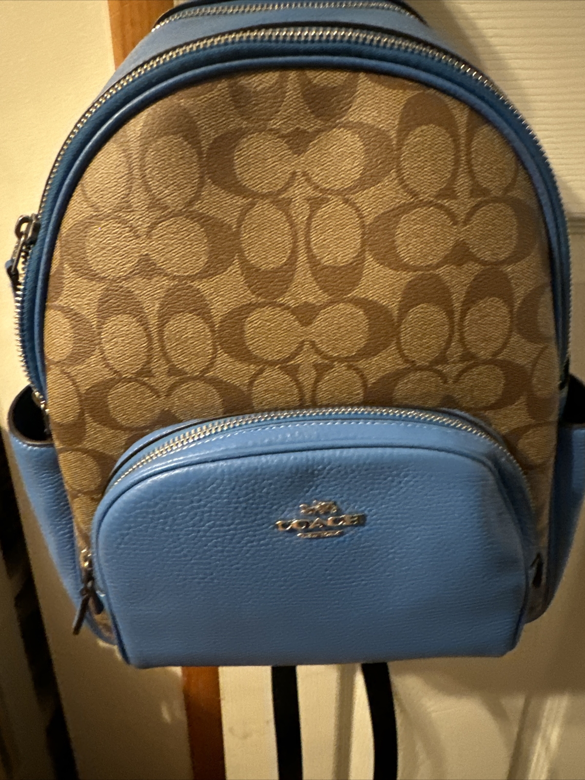 COACH Women's Court Backpack (Khaki/Racer Blue) Gem