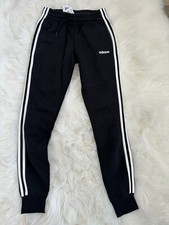 Adidas 3 Stripe Fleece Joggers Sweatpants Women's sz XS Black HZ5753 Slim Fit