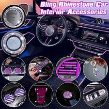 Purple Rhinestone Cute Interior Decoration Bling Car Accessories For Women Girls