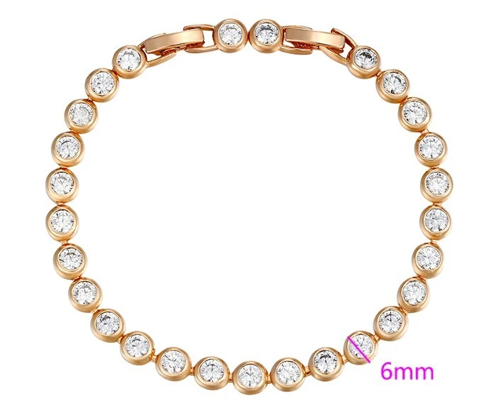 Deluxe Damen Tennis Armband Zirkonia Kristall 750er Gold 18K vergoldet 18-19,5cm - Bild 2 von 4