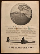 1957 Time Magazine ad - NORTHWEST ORIENT AIRLINES - DC-7C AIRPLANE