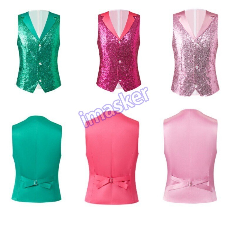 Men's Sparkle Sequins Vest Sleeveless Waistcoat for Evening Party DJ Stage Clubwear