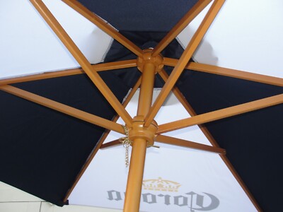 corona extra vinyl 6 ft patio umbrella CORONA BEER 6 PANEL PATIO MARKET UMBRELLA BLUE WHITE CANVAS WOOD POST 7'  NIB