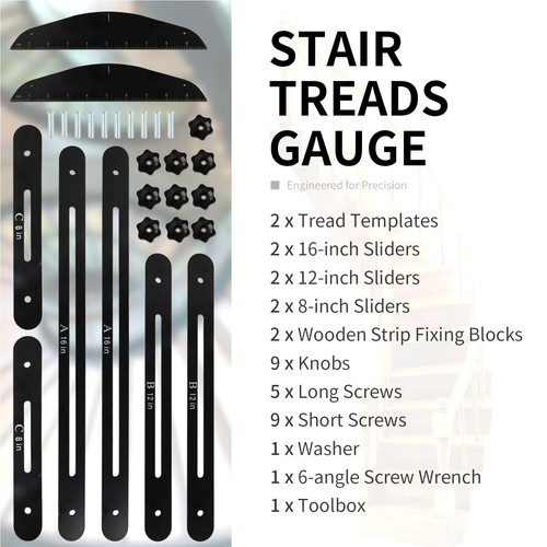 Stair Treads Gauge Template Tool,Stair Measuring Ruler Set,Shelf Layout Tool ... - Picture 5 of 7