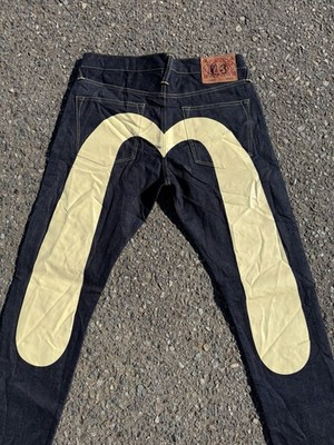 Evisu Daicock Seagull Logo Selvedge Jeans Dark Indigo W30 L34 Made in Japan Y2K