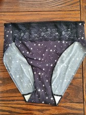 NWOT SOMA VANISHING EDGE HI-LEG PANTIES 0923 MICROFIBER w lace BLK PRINT M