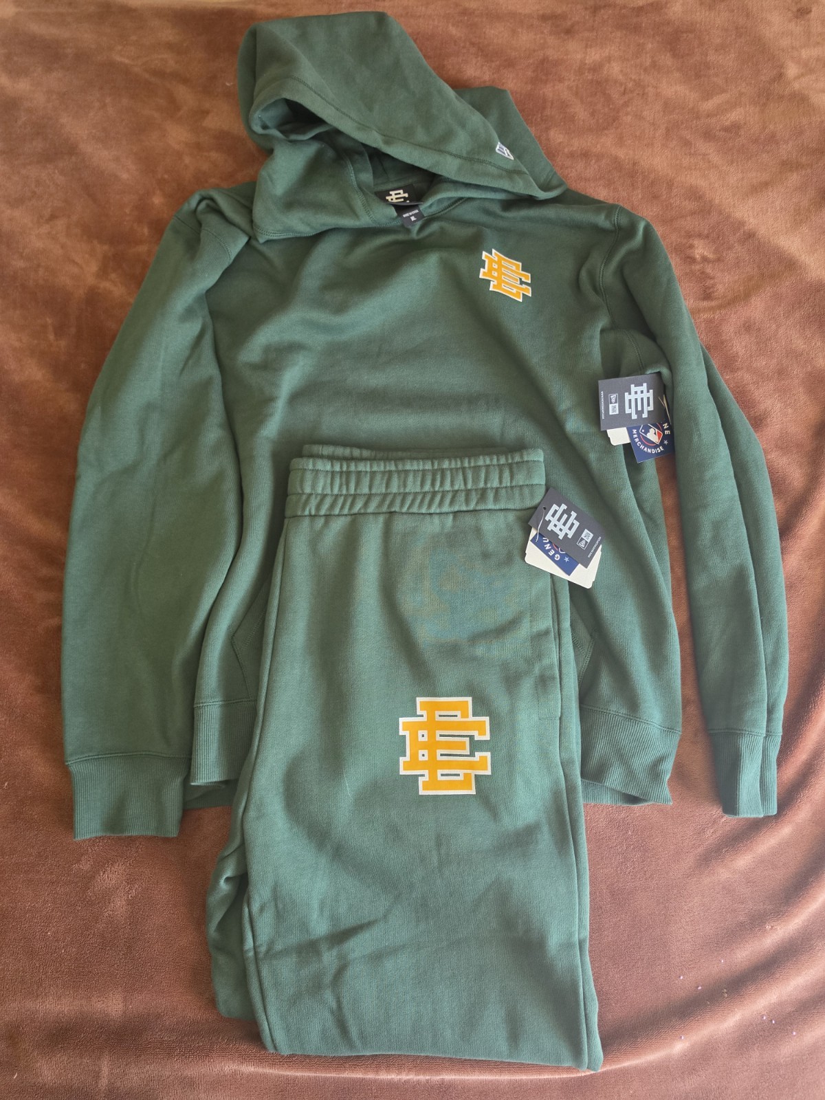 ERIC EMANUEL EE X NEW ERA OAKLAND ATHLETICS DARK GREEN HOODIE SWEATPANTS NWT XL