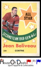 1969-70 O-Pee-Chee #220 Jean Beliveau Montreal Canadiens NHL Hockey Card