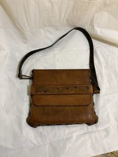 Hand Tooled Leather Crossbody Bag Brown Floral Western Boho Vintage