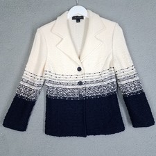 St. John Boucle Knit Blazer Jacket Women's 8 Wool Blend Quiet Luxury Old Money