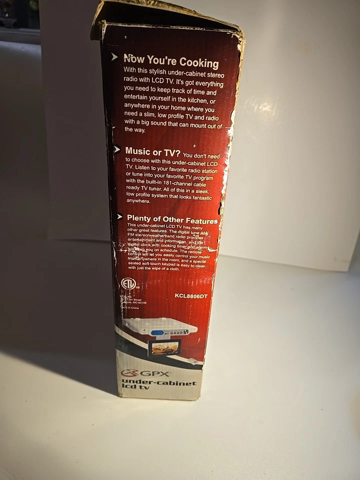 GPX Under Cabinet 7" LCD TV  Analog Tuner Timer AM/FM Stereo Open Box Untested - Image 3 of 4