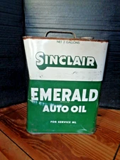 Vintage SINCLAIR EMERALD AUTO OIL 2 Gallon Can Advertising Display Can