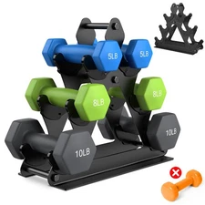 3 Tier Weight Rack for Dumbbells - Compact Weight Holder Small Dumbbell Rack ...