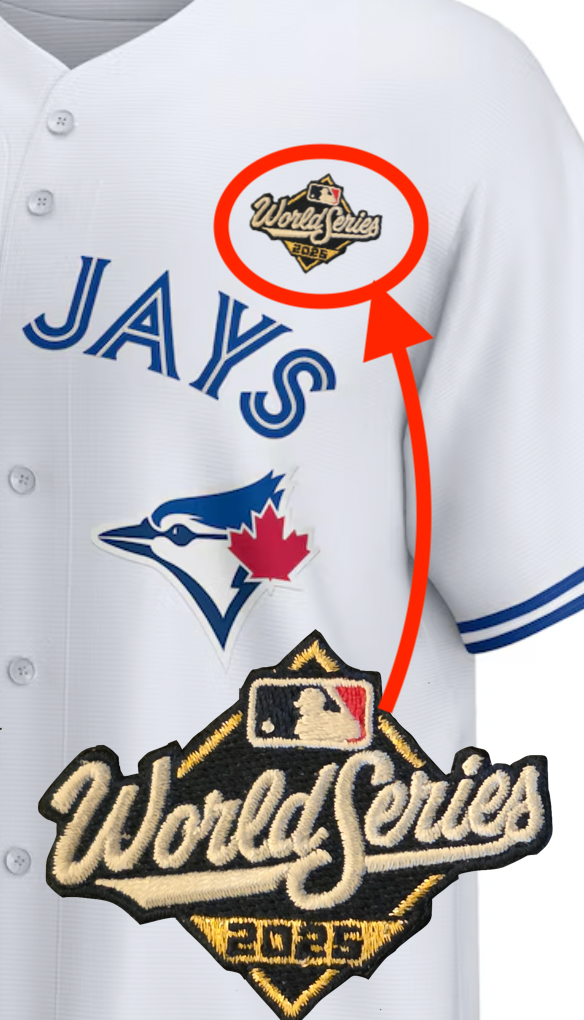 jaysページ 7点セット NEW Official 2025 World Series Toronto Blue Jays Patch Jersey Size