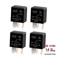 Car 5 Pin Relay Switch, Multi-Purpose Relay with 12V 30A, Nylon 4 PCS Black