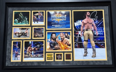 Seth Rollins WrestleMania 33 Signed Commemorative Plaque 47 of 500
