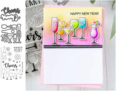 Wine Glass Silicone Clear Stamp and Die Sets for Card Making, DIY Embossing Phot