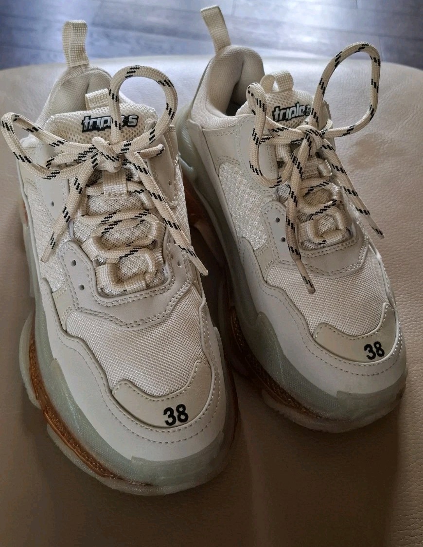 SAOLA Scarpe da ginnastica Balenciaga Triple S taglia 5 38 EU 38 US 8 suola trasparente beige ottime!