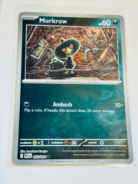 Pokemon TCG ME02 Phantasmal Flames PFL Murkrow 057/094 Reverse Holo