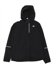 NEW BALANCE Womens Hooded Tracksuit Top Jacket UK 14 Medium Black CS01