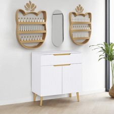 White Fluted Barber Station for Storage, Beau...