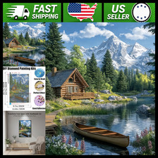 GMETNIC Diamond Art Kit for Adults 5D DIY Full Drill Cabin by the Lake