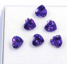 6 PCS Natural Purple Sapphire Heart Cut 7 x 4 mm Lot Certified Loose Gems 6GHB