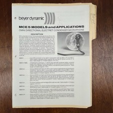 Vintage Beyer Dynamic 14pg Microphone/Dynamic Headphone Engineering Data Sheets