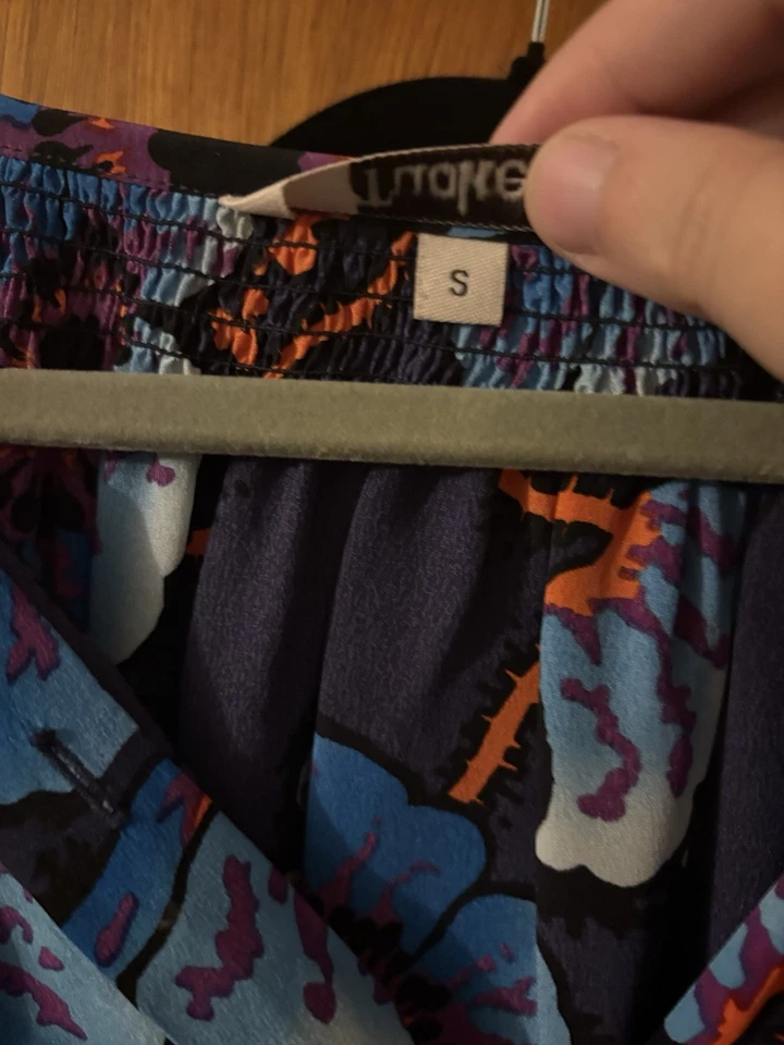 Blue Floral Tucker Blouse Size S - Image 2 of 4