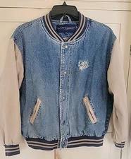 Swingster Vintage Chevrolet Denim Jean Jacket Blue  Snap Button SZ L