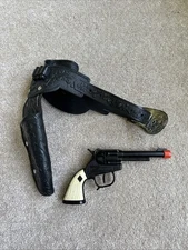 Replica Hubley Halco Diamond H Black Diecast Metal Toy Cap Gun  With Holster