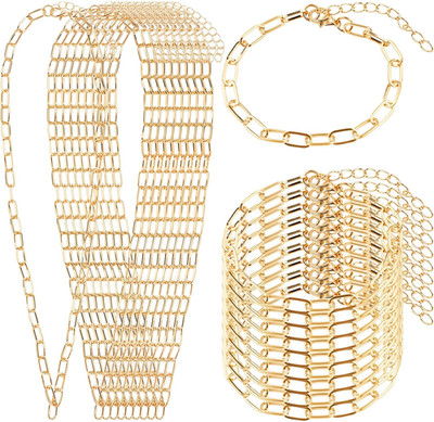 20 Pcs 18K Gold Plated Necklace Bracelet Chain Kit, Paperclip Alloy Link Fit Cli