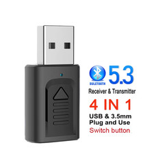 USB  3.5Mm AUX Bluetooth 5.3 Dongle Audio Receiver Transmitter Music Adapter fo