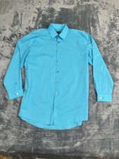 J. Ferrar Slim Fit Stretch Mens Long Sleeve Dress Shirt Blue Size L 16-16.5