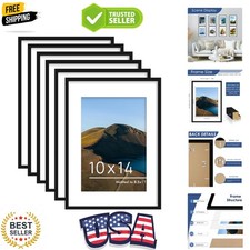 10x14 Picture Frame Set of 6, Display Pictures 8.5 x 11 with Mat or 10 x 14 w...