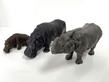 Vintage Britains Hippopotamus & Calf + Rhinoceros Wild Zoo Animals