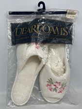 New Dearfoams Slippers Slides Bedroom House Shoes Peep Toe MED 6 -7 Flowers NOS