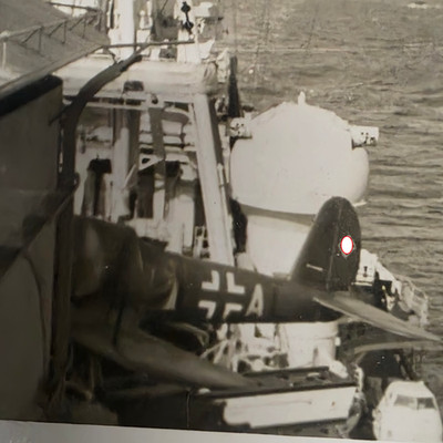 WW2 Kriegsmarine Schiff Foto Bordflugzeug Deck WWII Warship Aircraft Sea Action