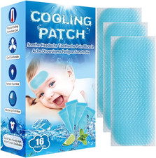 16 Sheets Baby Cool Pads for Kids Fever Discomfort Pain Relief, Cooling Relief
