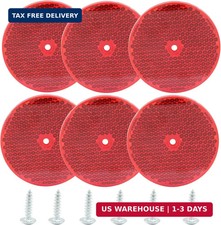 6 Pack Red Round Reflector, Front Reflector with Mounting Screw, Safety Reflecto