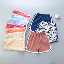 Summer Children's Loose and Casual Cotton Solid Color Sports Elastic Shorts