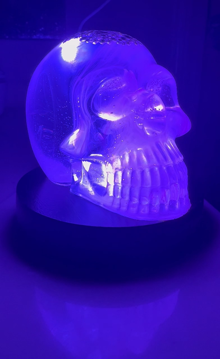 Shot for Brains 1 oz Silver encased in a Light Up Resin Skull by