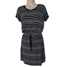Olive + Oak Sheath Dress Women's Small Short Sleeve Knee Length Striped Rayon