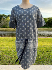 GAP Womens Dress Size M Tunic Drop Waist Blue Paisley  Short Sleeves cotton NEW