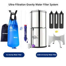 6L/8.5L Gravity Water Filter System Drinking Purifier Outdoor Camping Emergency